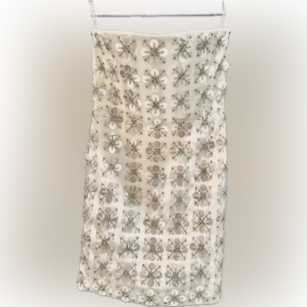 Elegant Cream and Silver Floral Dress